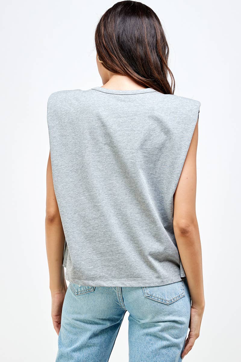 High Shoulder Top: Heather Grey
