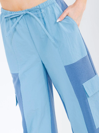 Blue Color-block jogger pant
