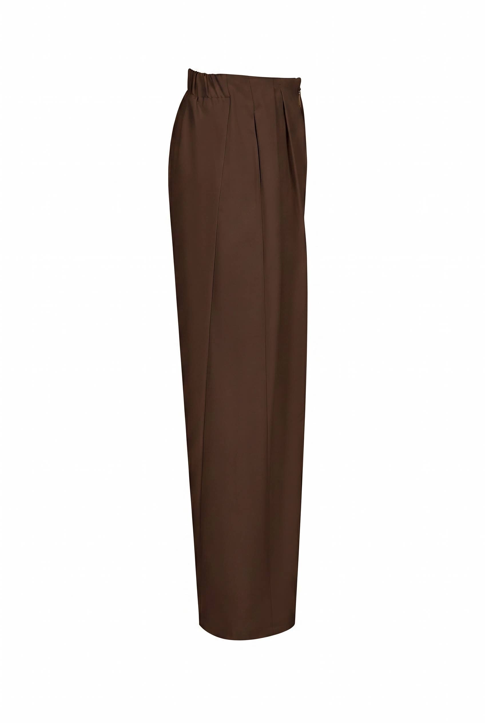 Draped Twill Wide Pants: Cocoa Powder