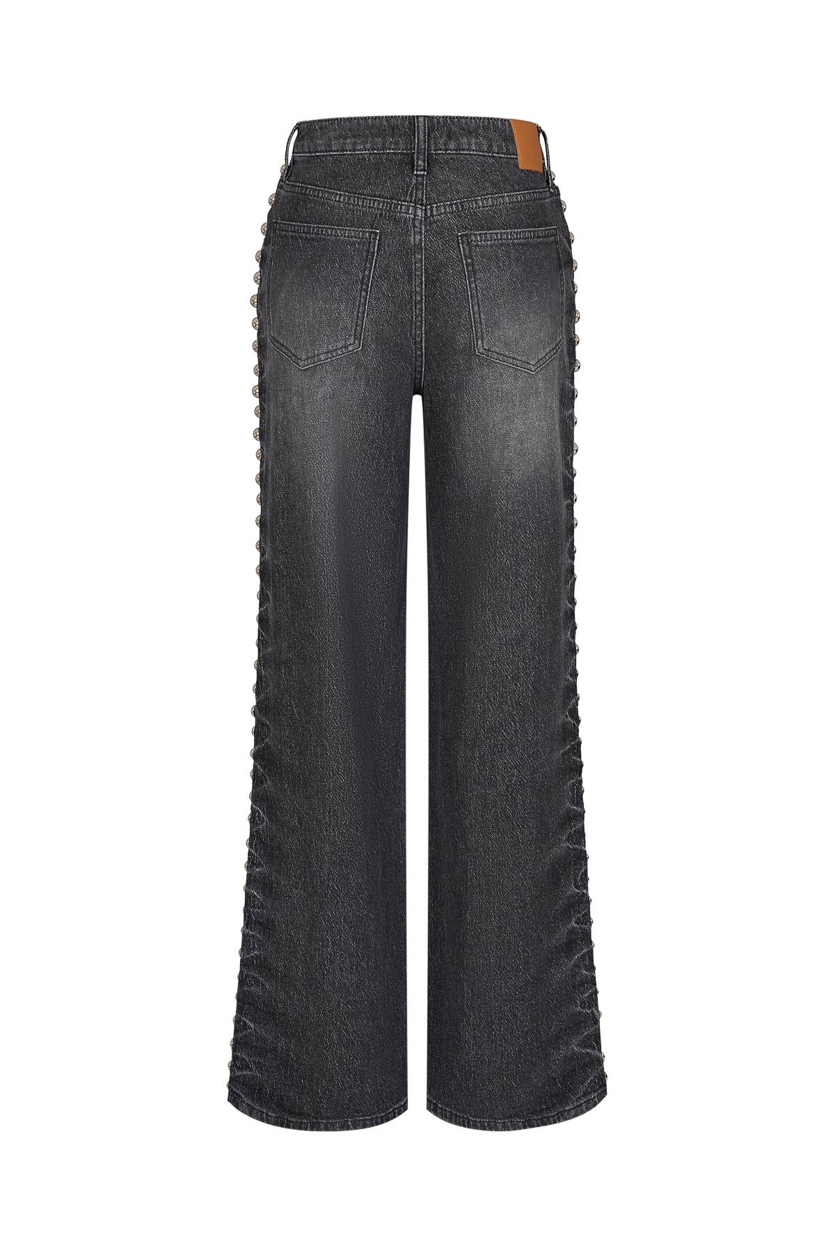 Stud Detail Wide Leg Pants: Black