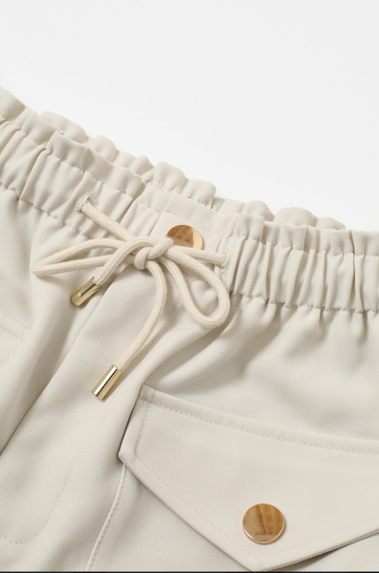 Utilitarian Twill Wide Pants: Black