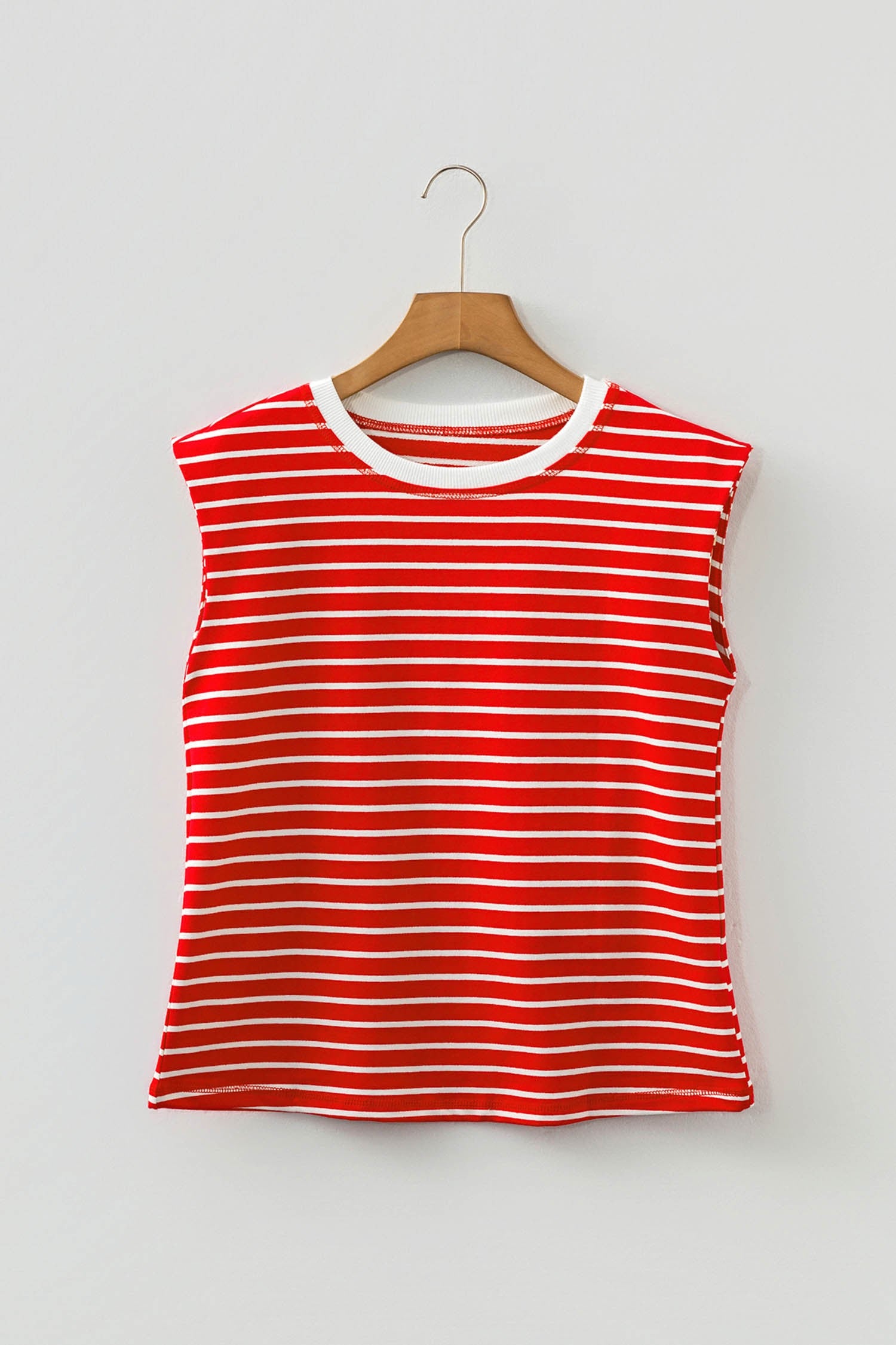 Striped Round Neck Tank - Red