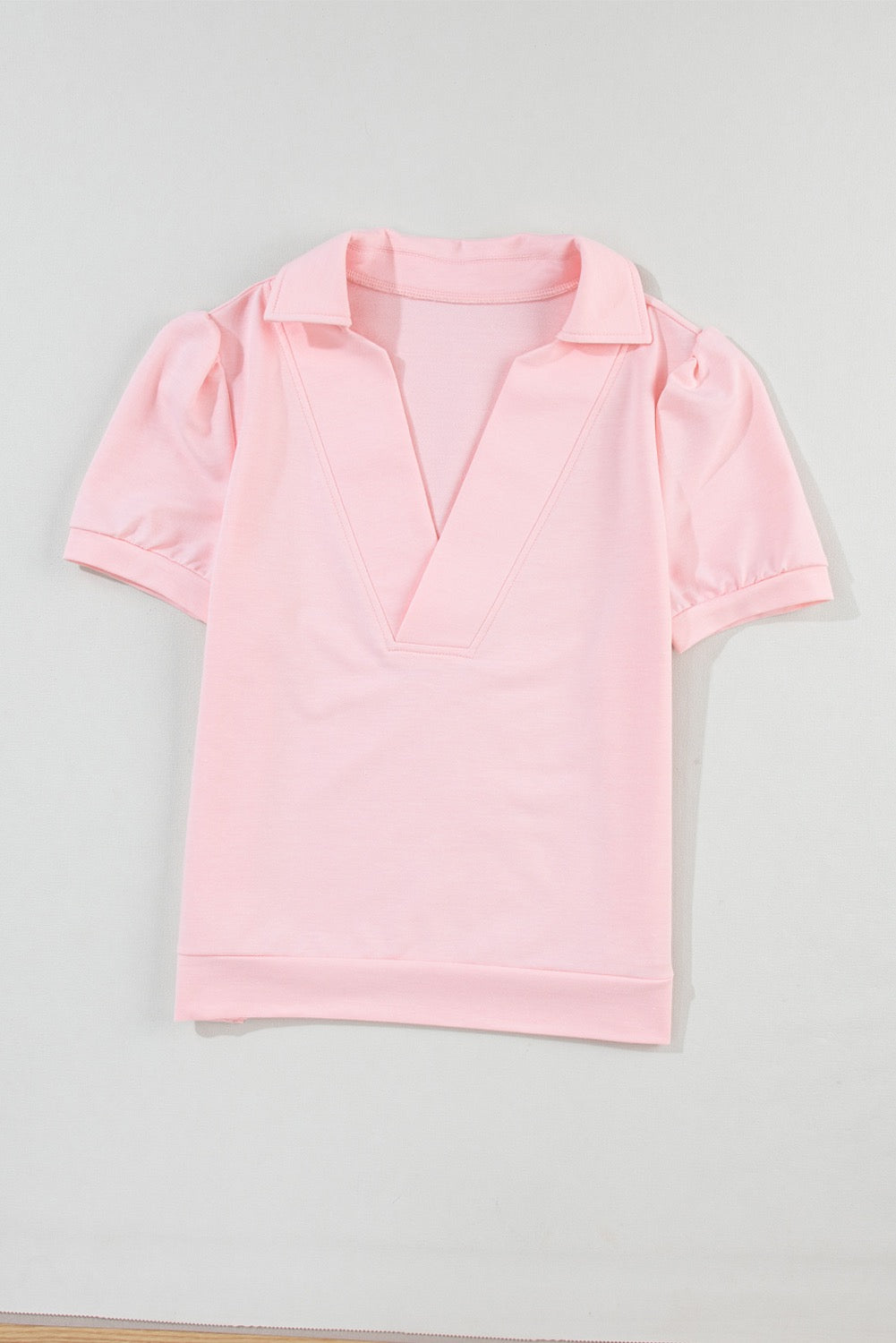 Pink Collared Puff Sleeve Top