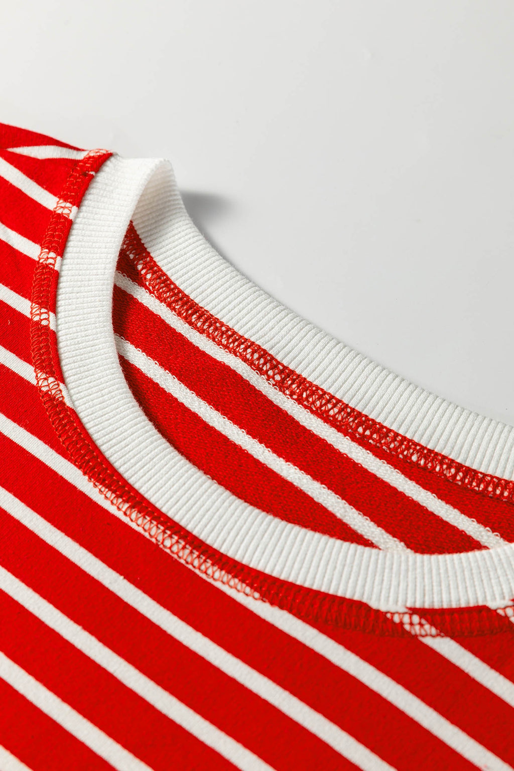 Striped Round Neck Tank - Red