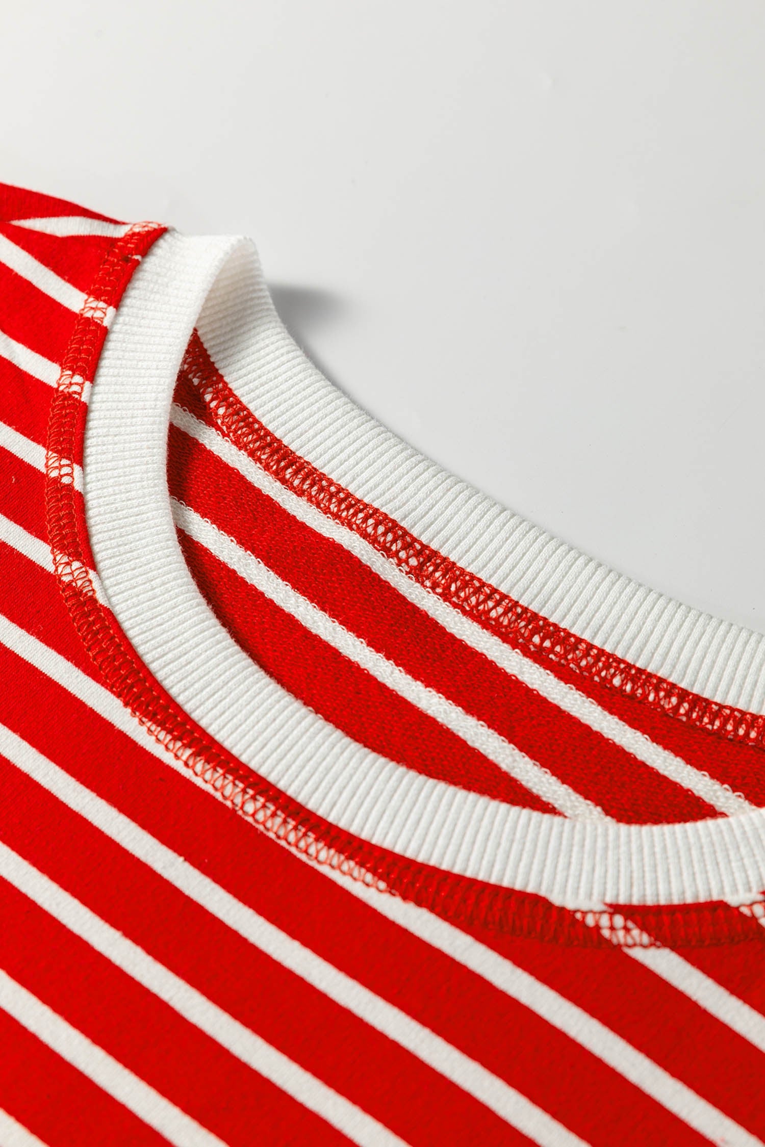 Striped Round Neck Tank - Red