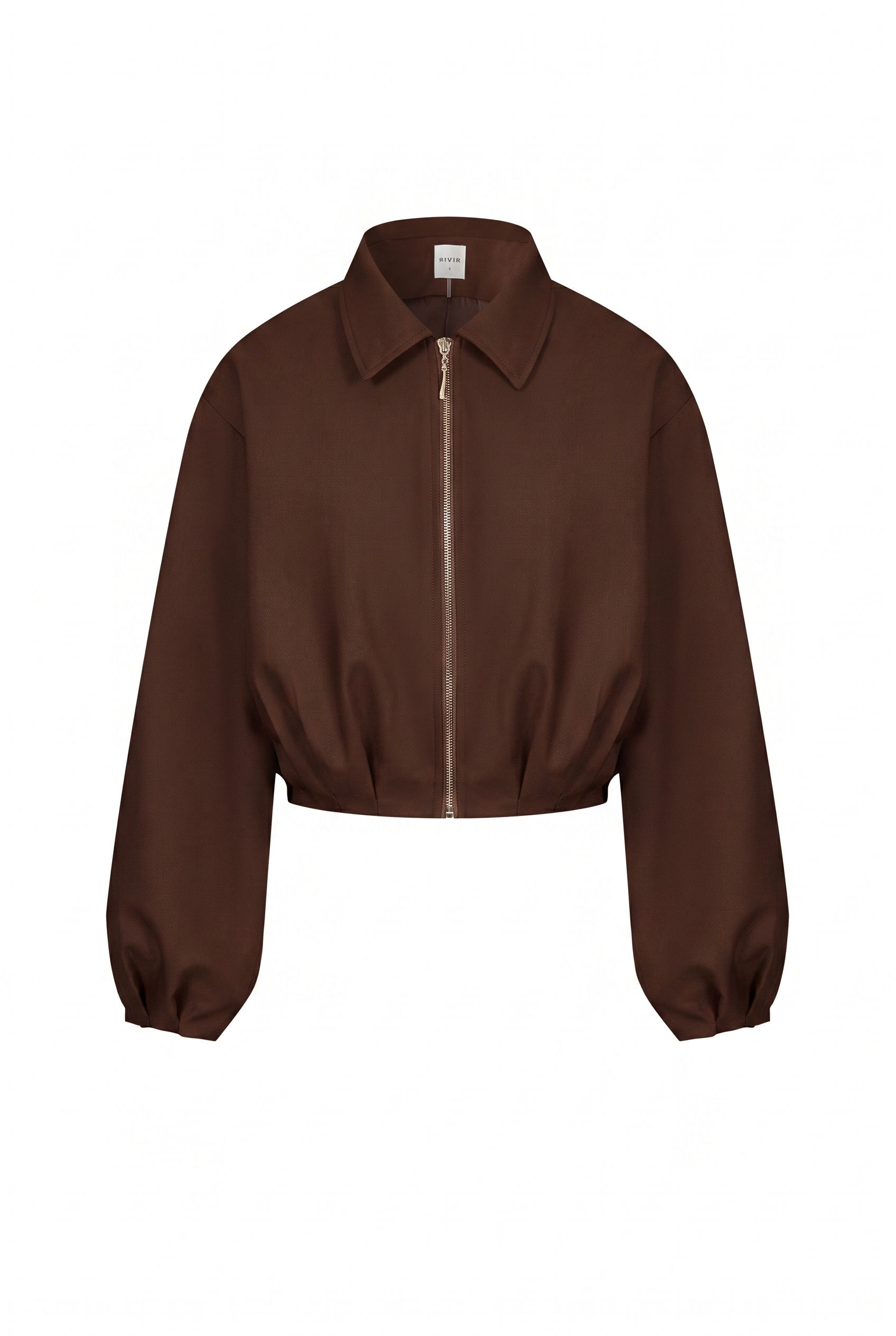 Draped Twill Jacket: Cocoa Powder