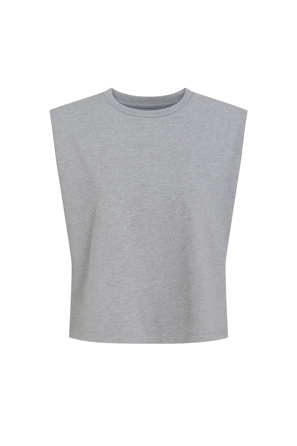 High Shoulder Top: Heather Grey