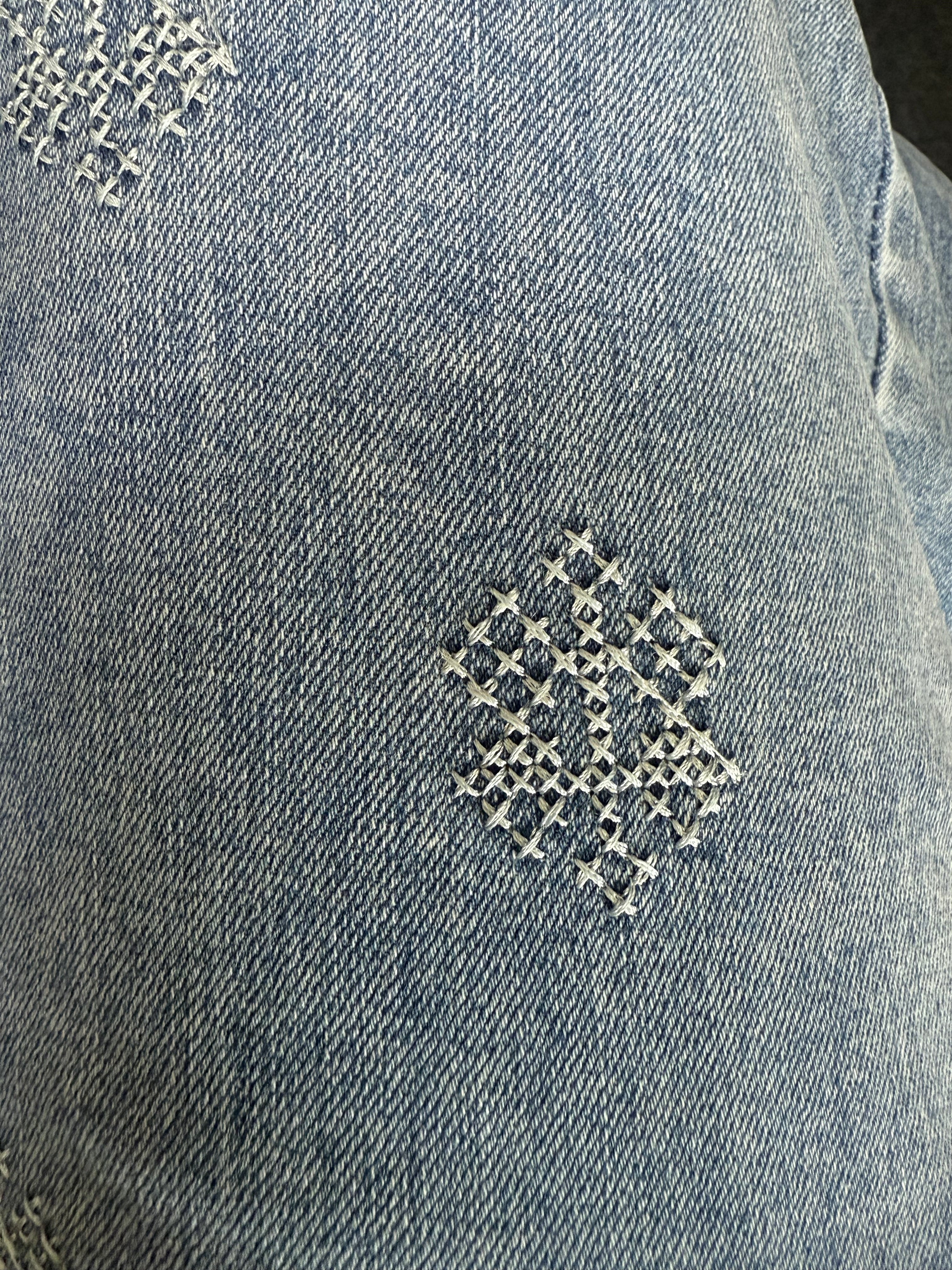 Denim Embroidered Set