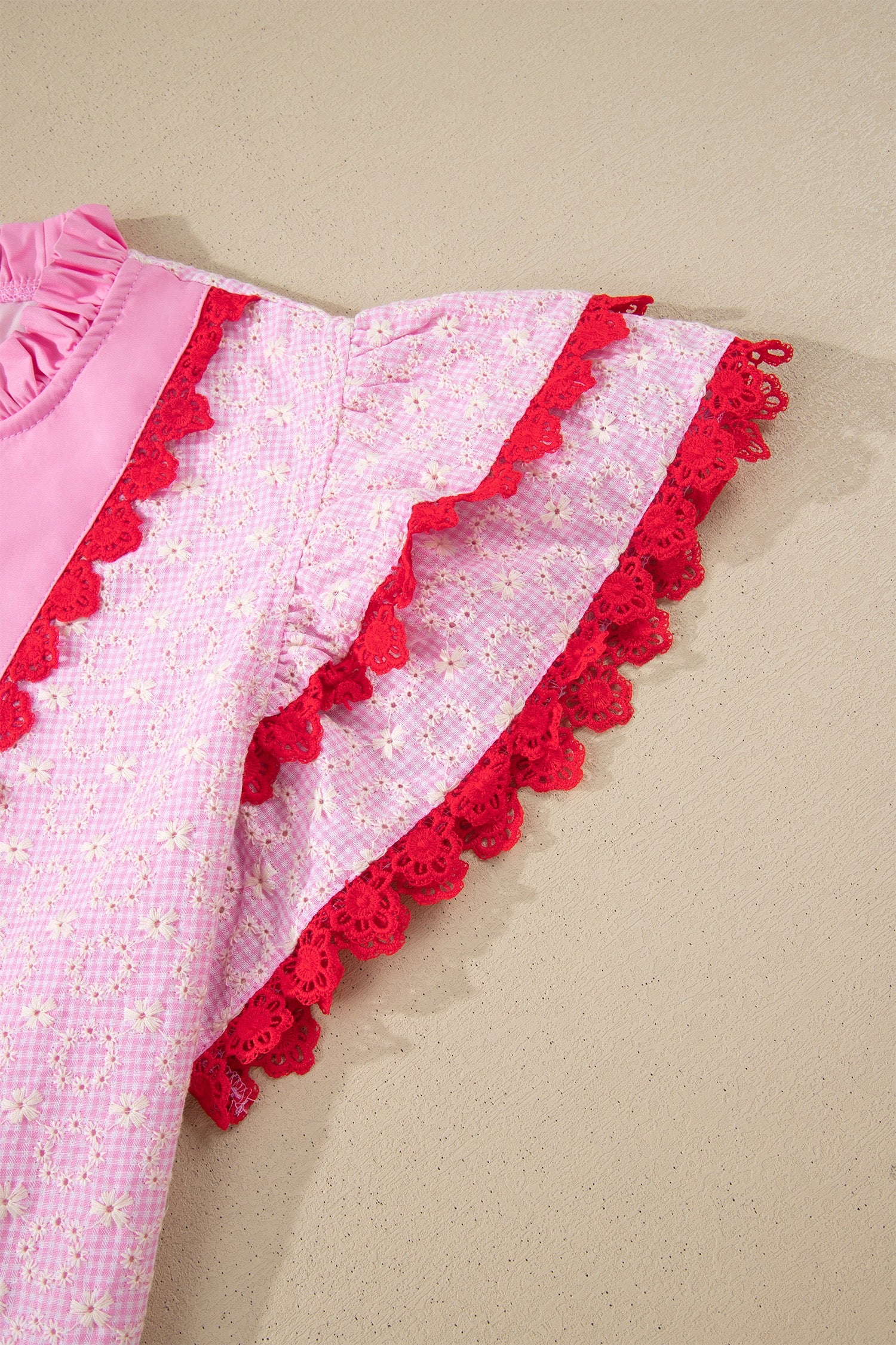 Perfectly Pink Lace Ruffle Sleeve Top