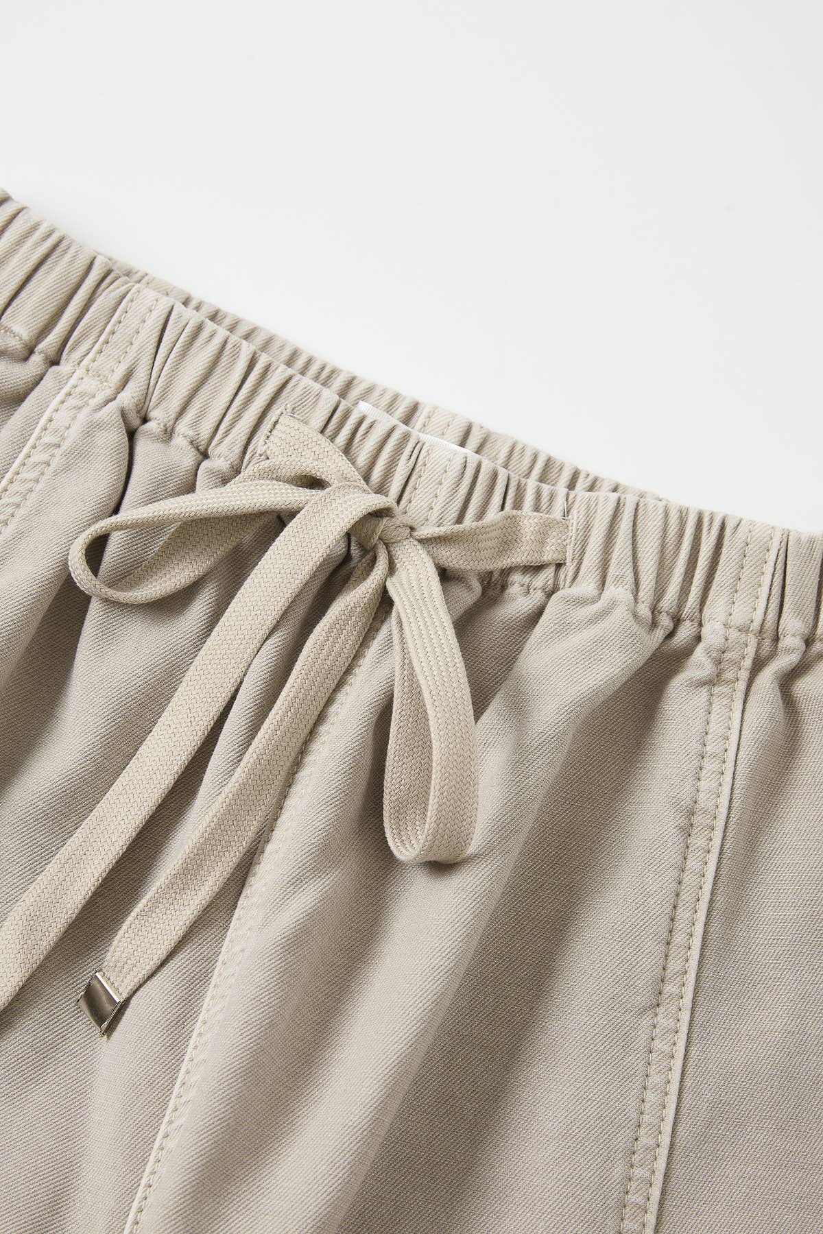 Washed Twill Barrel Pants: Taupe