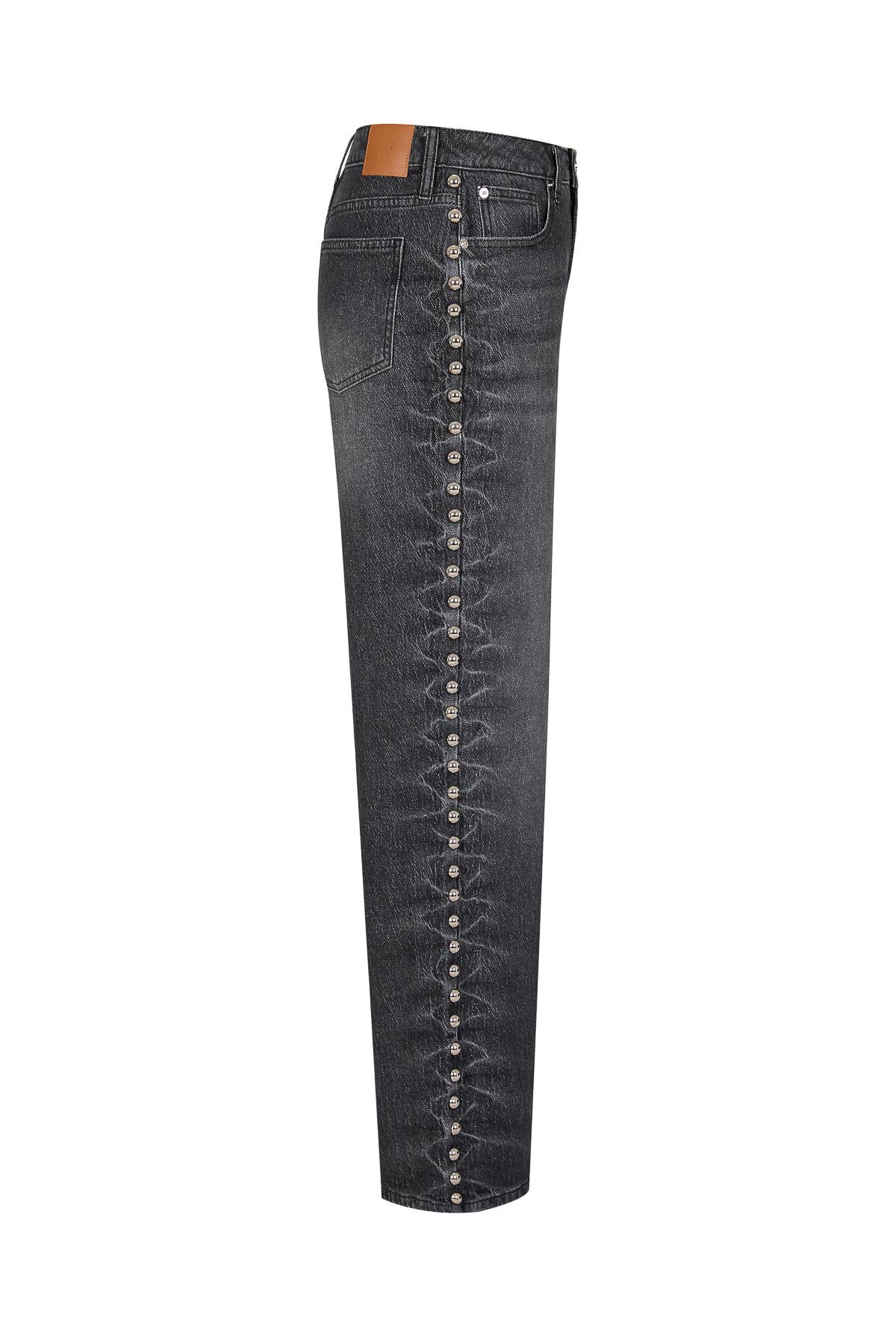 Stud Detail Wide Leg Pants: Black