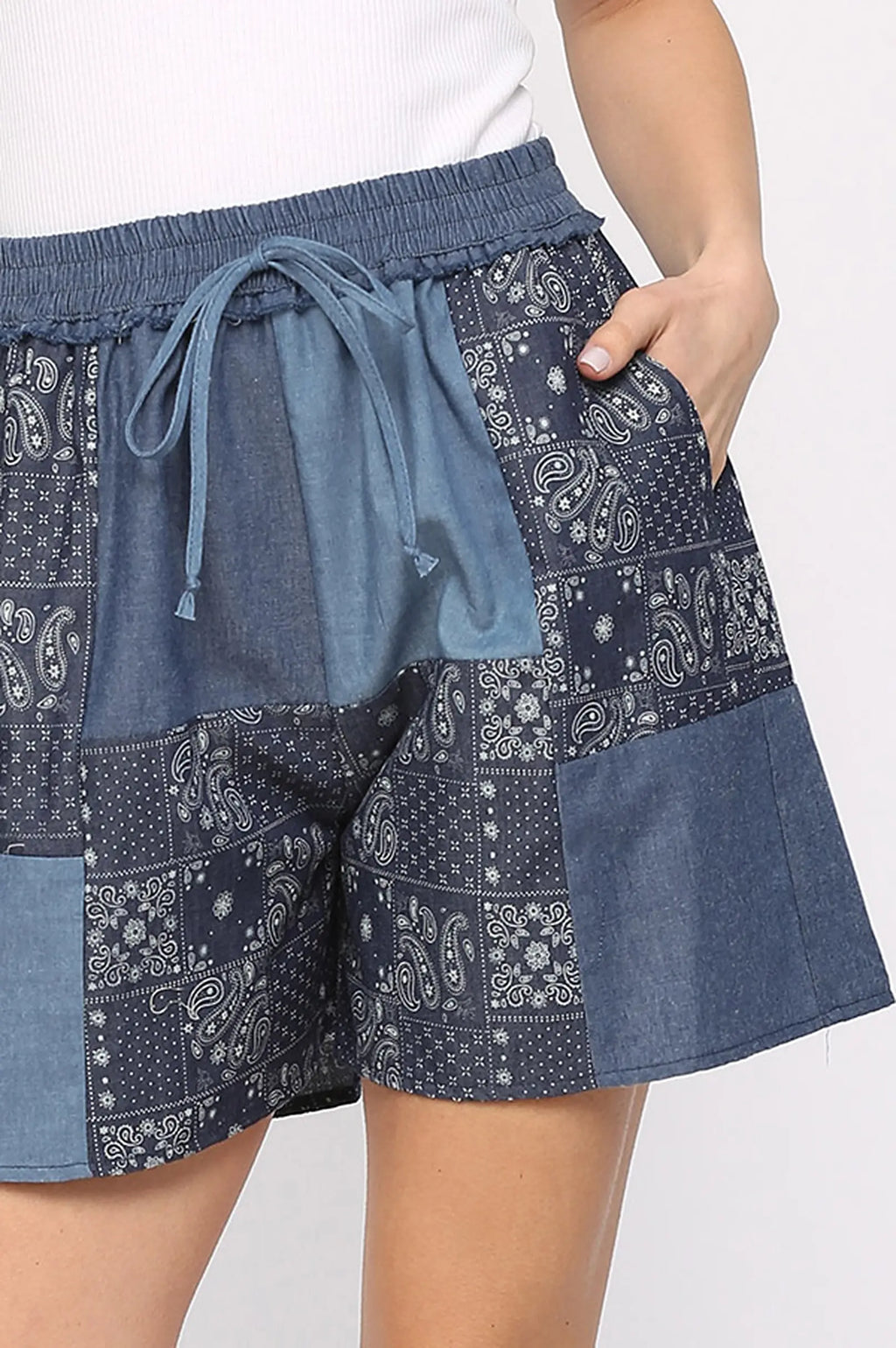 Chambray Bandana Patchwork Short