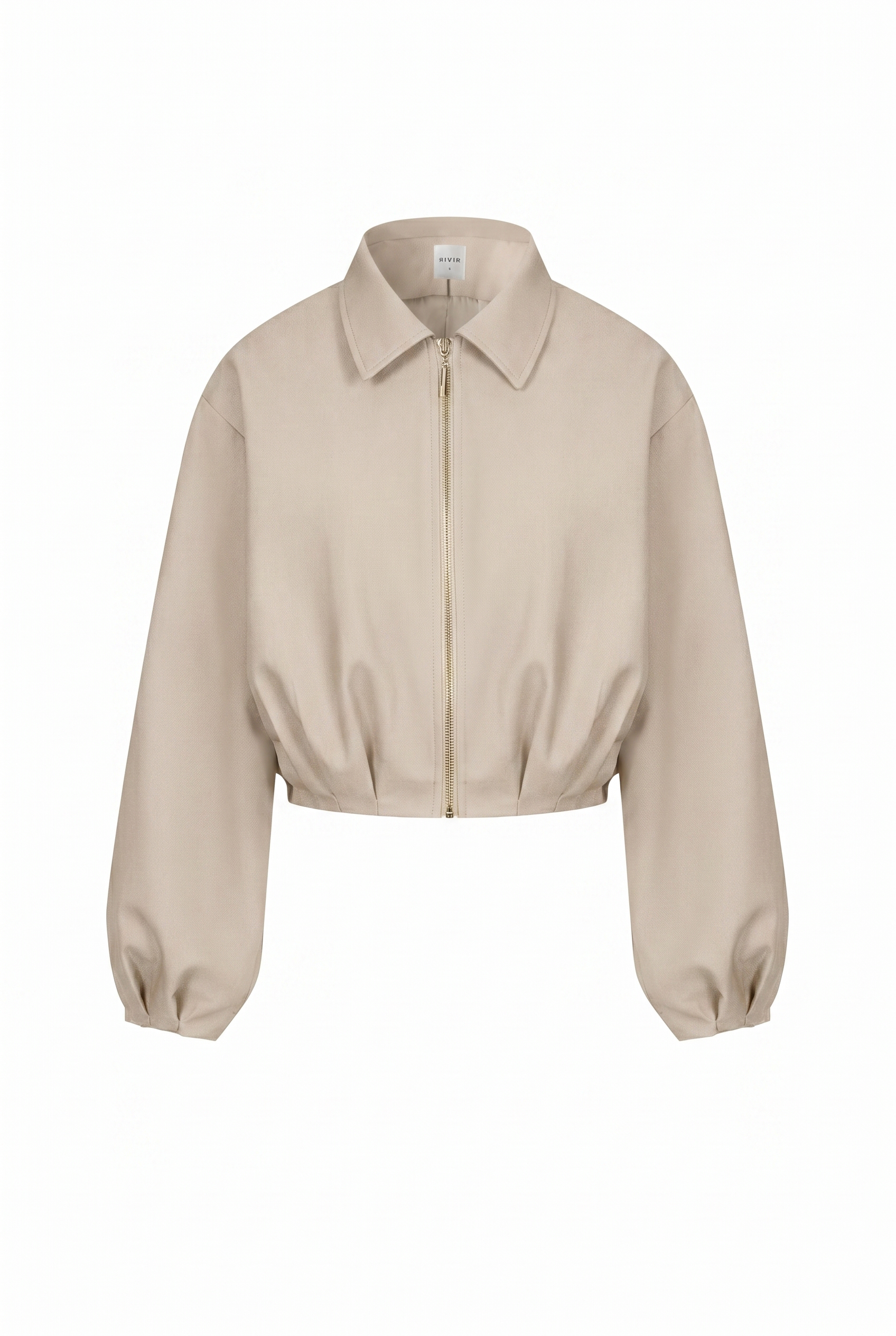 Draped Twill Jacket: Natural