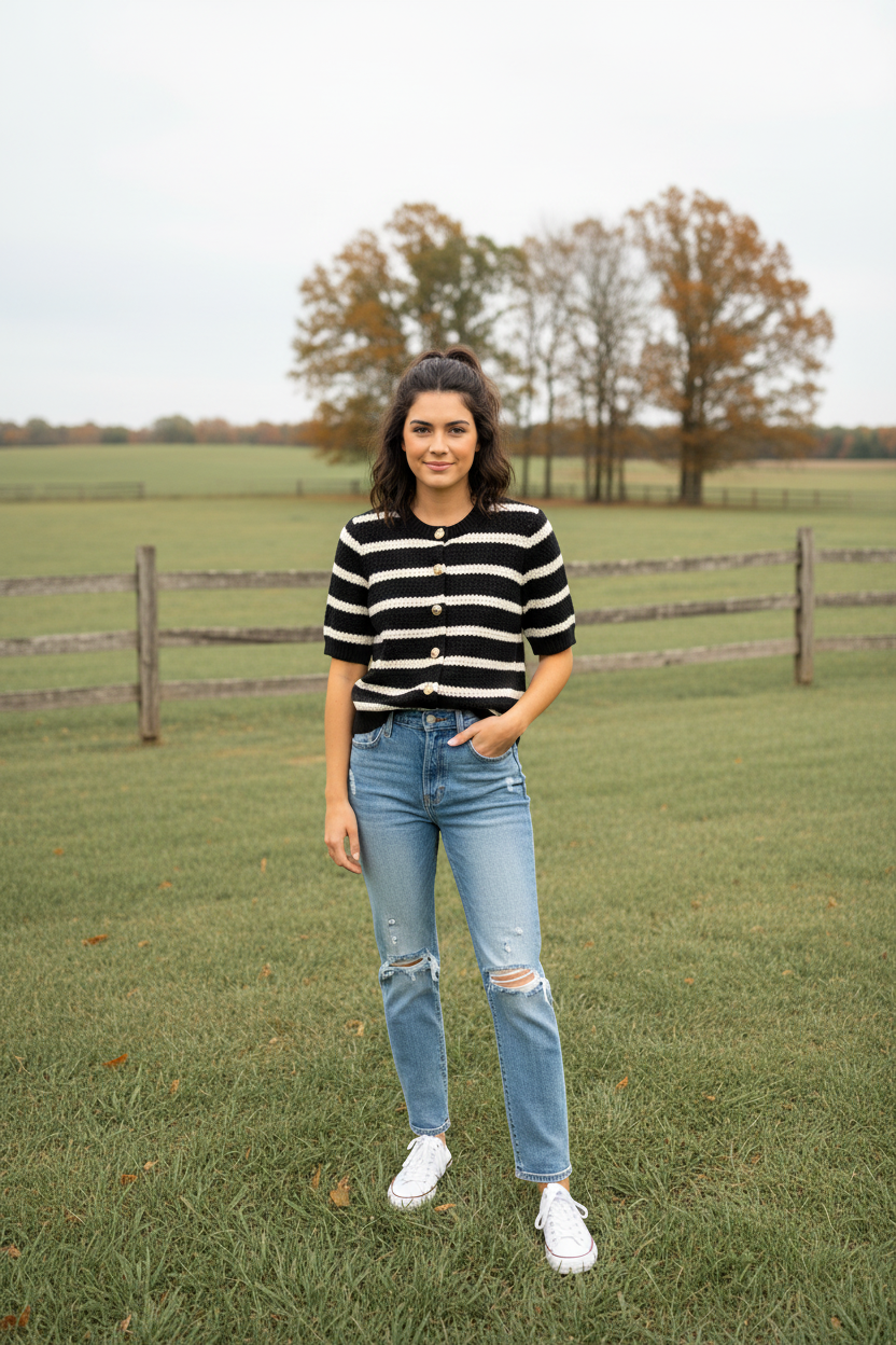 Striped Button Down Sweater