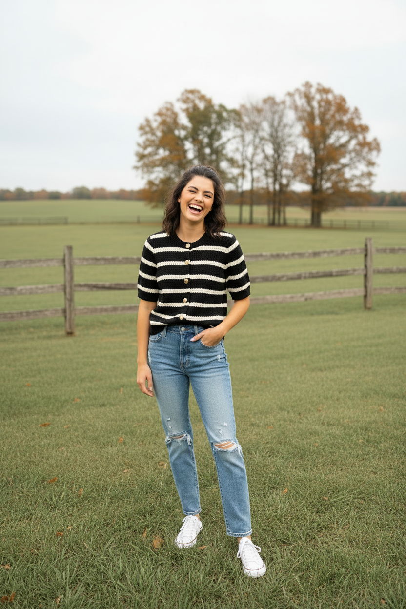 Striped Button Down Sweater