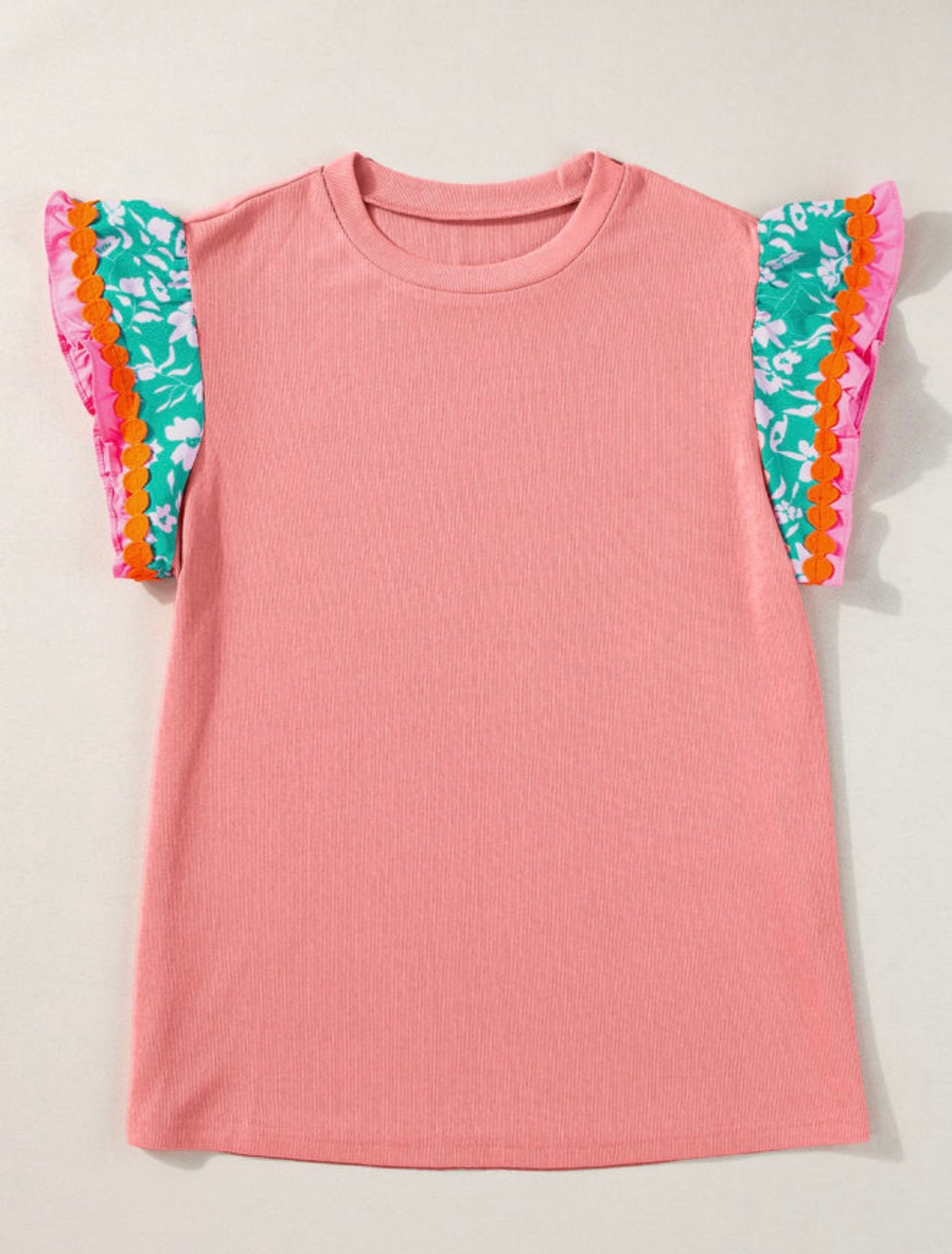 Coral Floral Sleeve Top