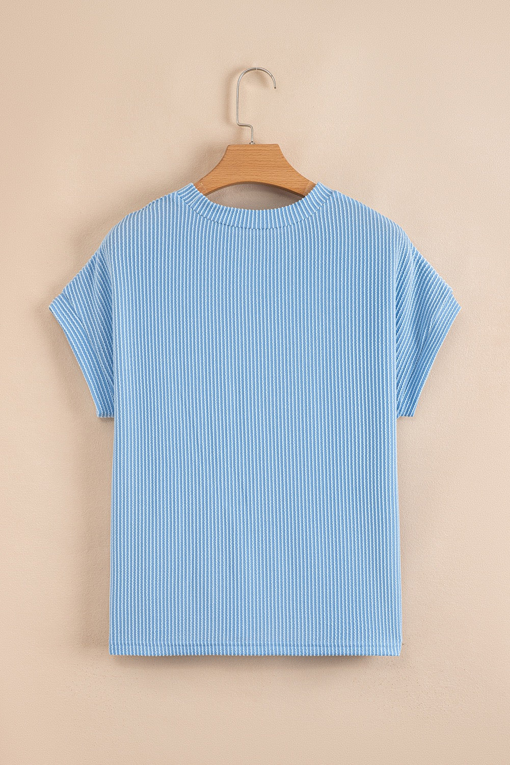 Ribbed Knit Tee - Sky Blue