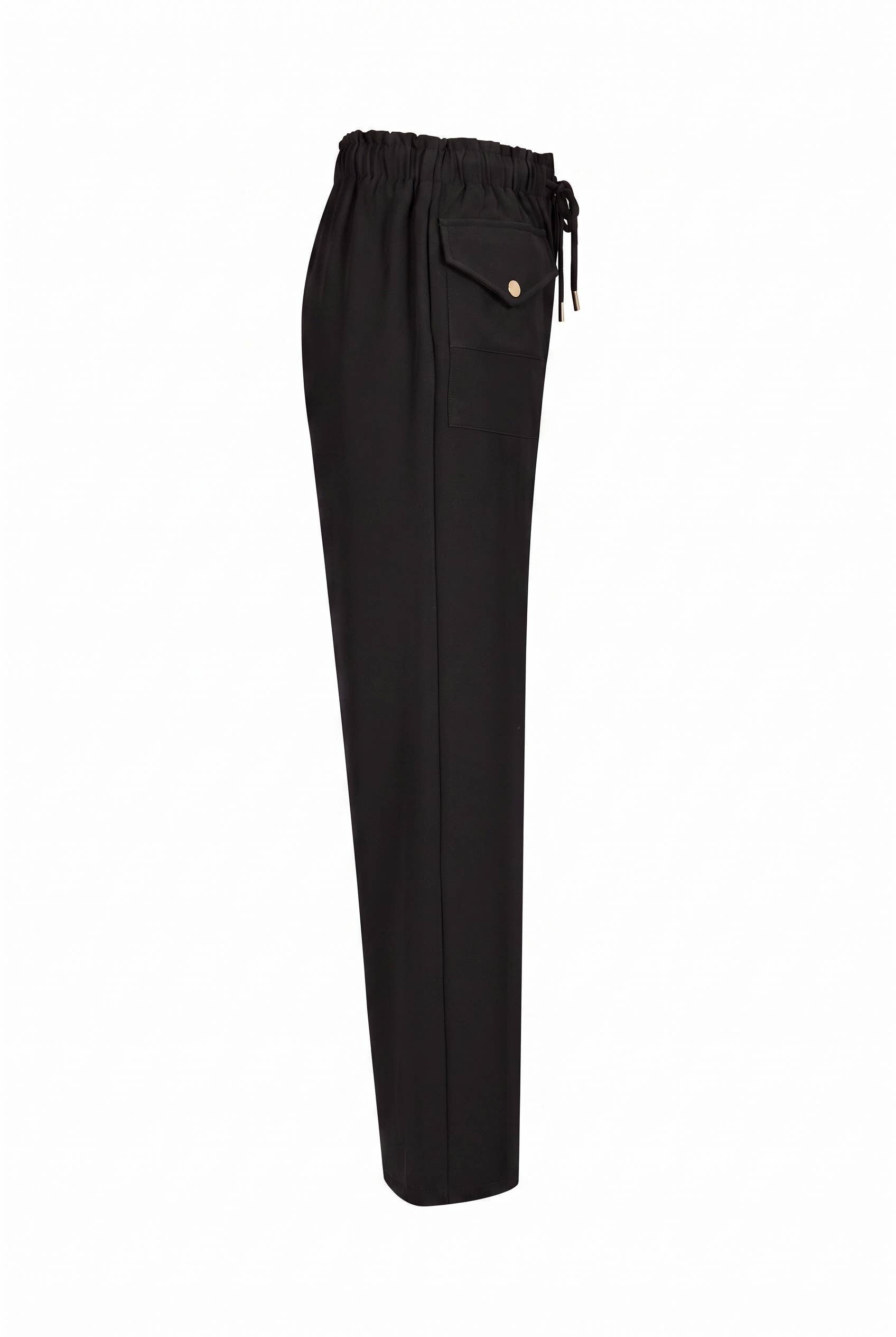 Utilitarian Twill Wide Pants: Black