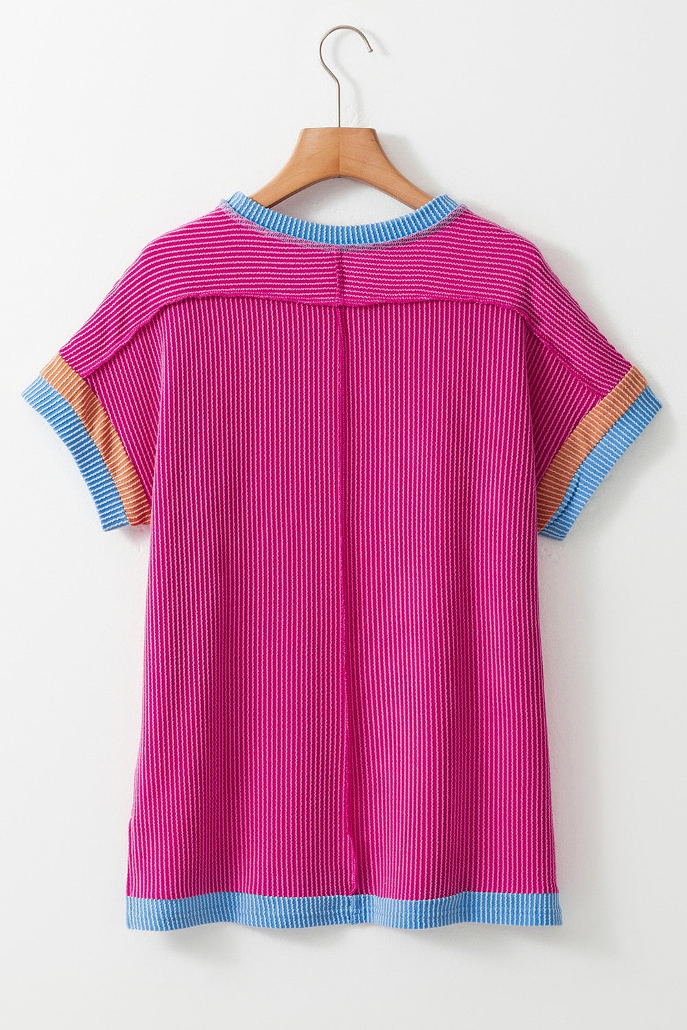 Textured Ribbed Tee - Pink