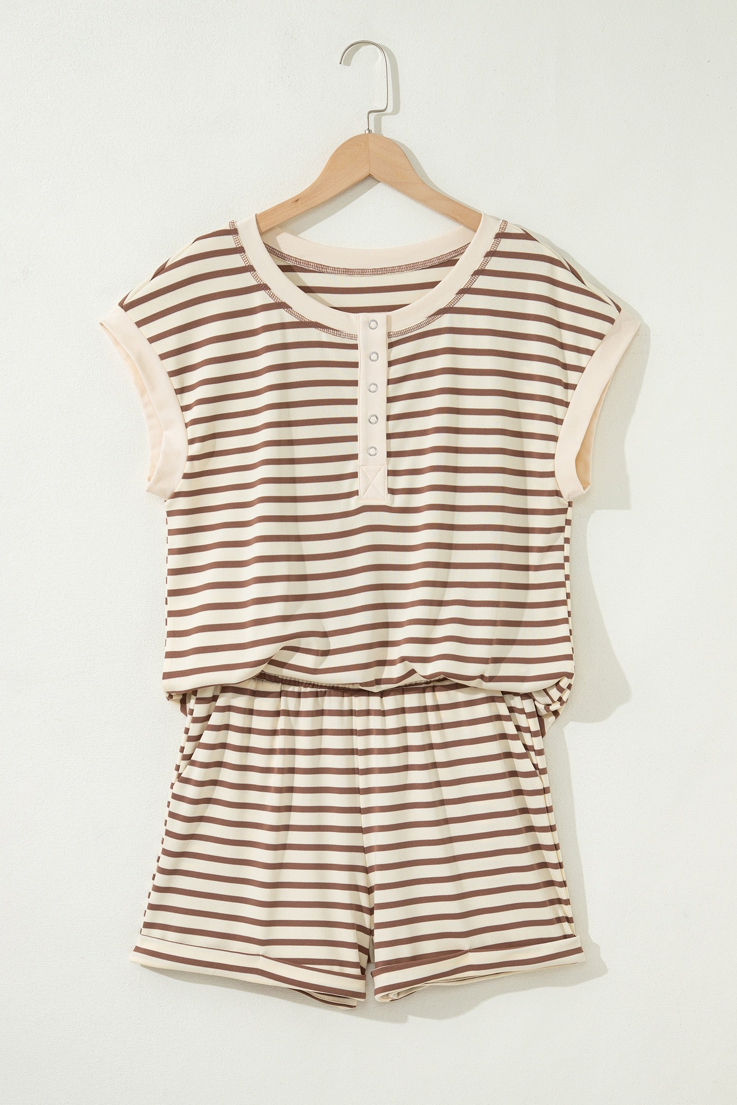 Brown Stripe Short Set