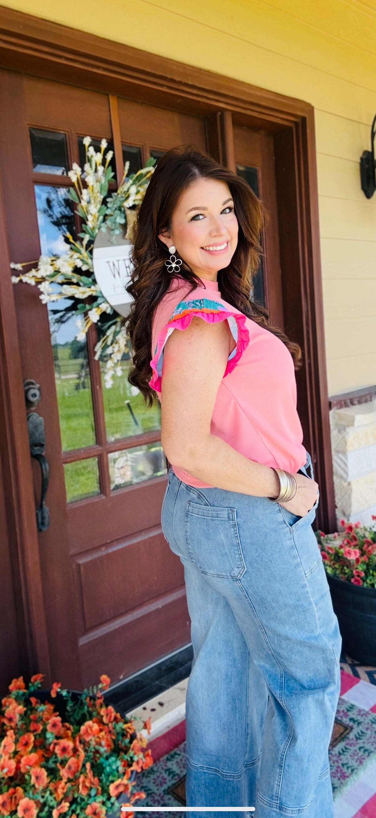 Drawstring Wide Leg Denim Pant