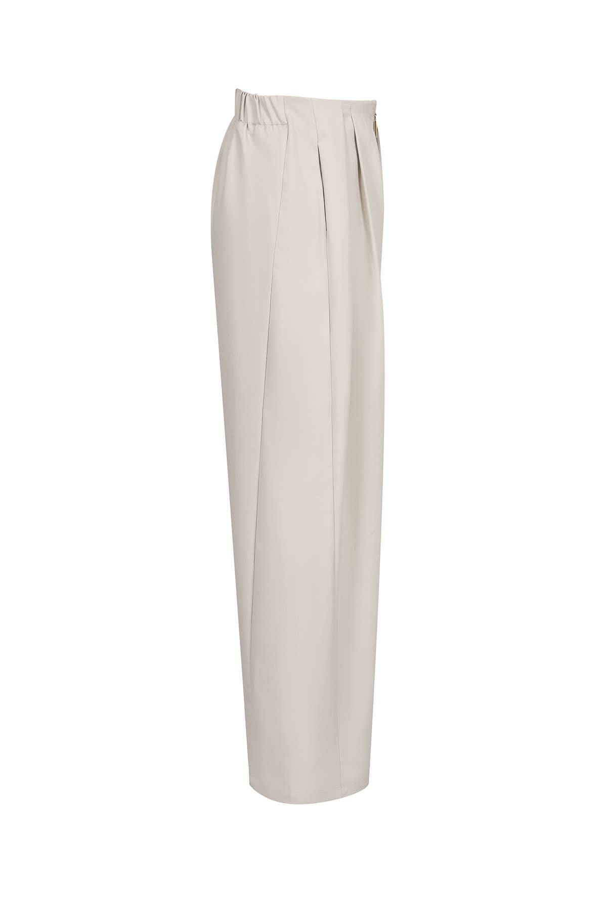 Draped Twill Wide Pants: Natural