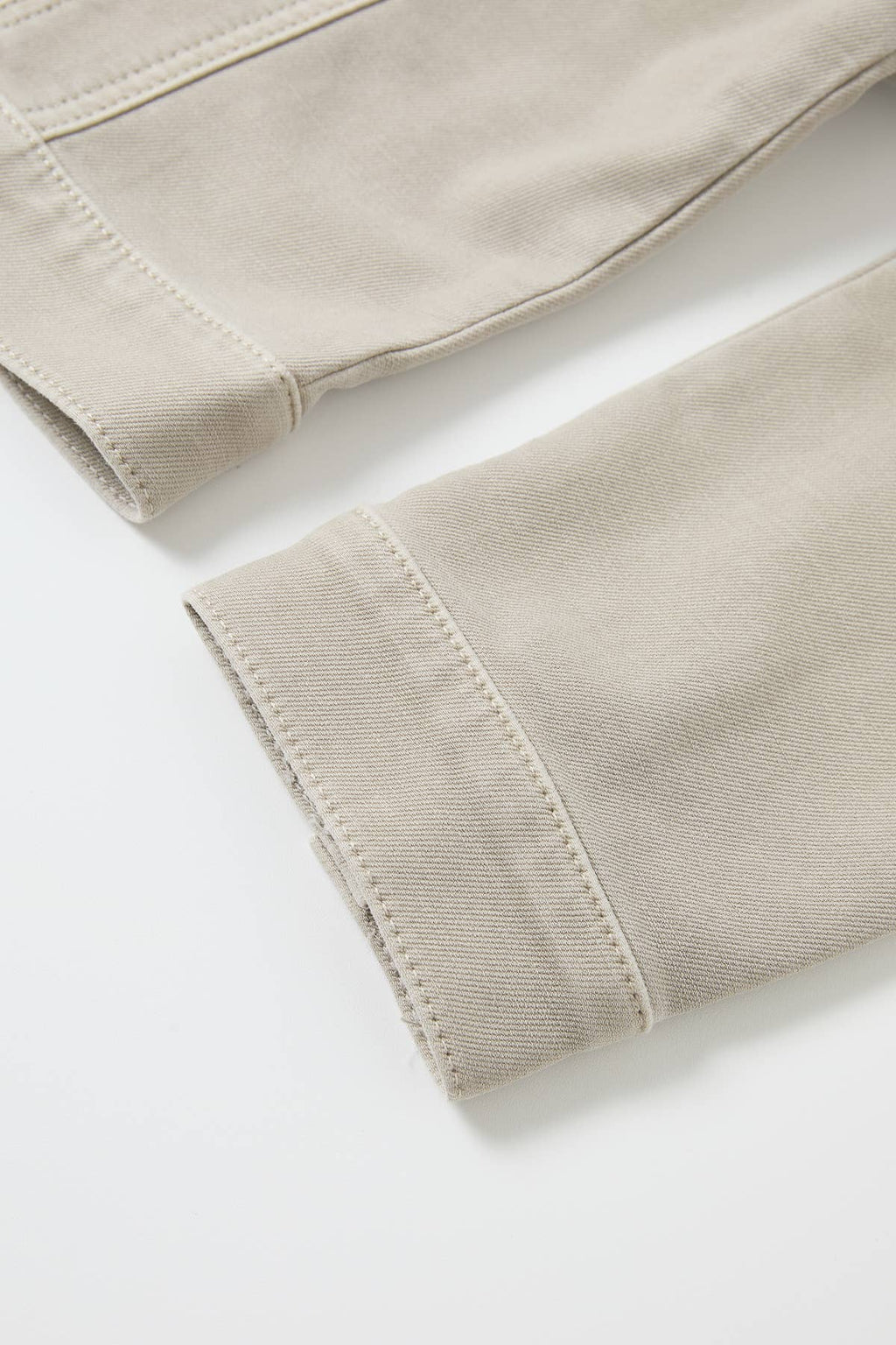 Washed Twill Trucker Jacket: Taupe