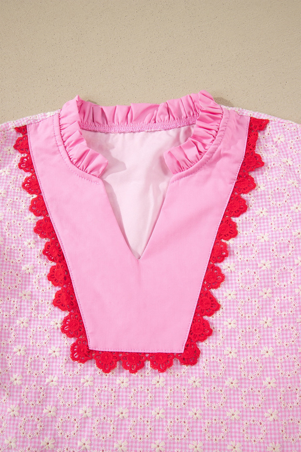 Perfectly Pink Lace Ruffle Sleeve Top
