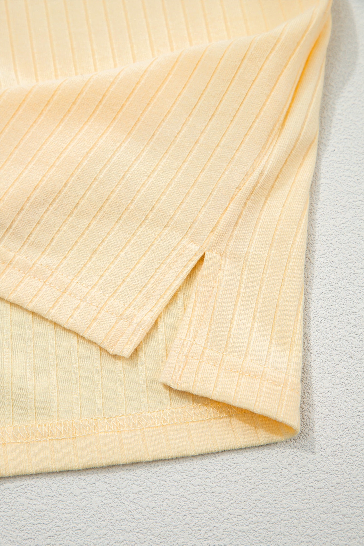 Butter Yellow Soft Ribbed Color Block Short Set
