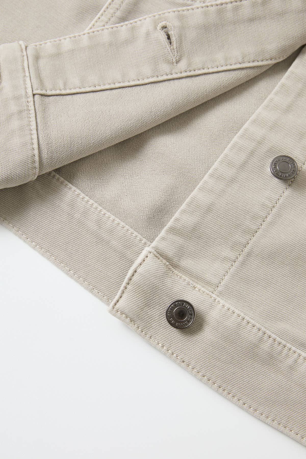 Washed Twill Trucker Jacket: Taupe
