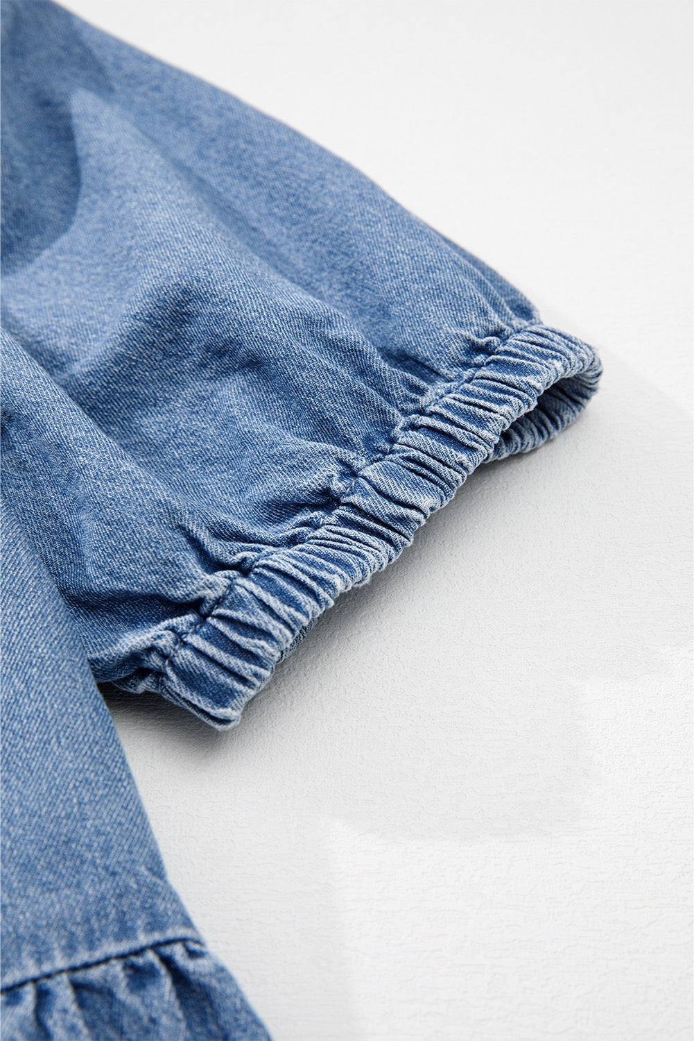 Denim Tied Bubble Sleeve Top
