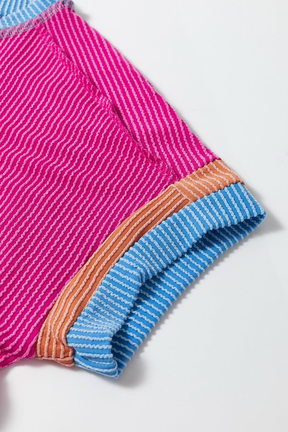 Textured Ribbed Tee - Pink