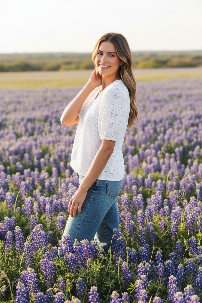 White Lace Button Down Top