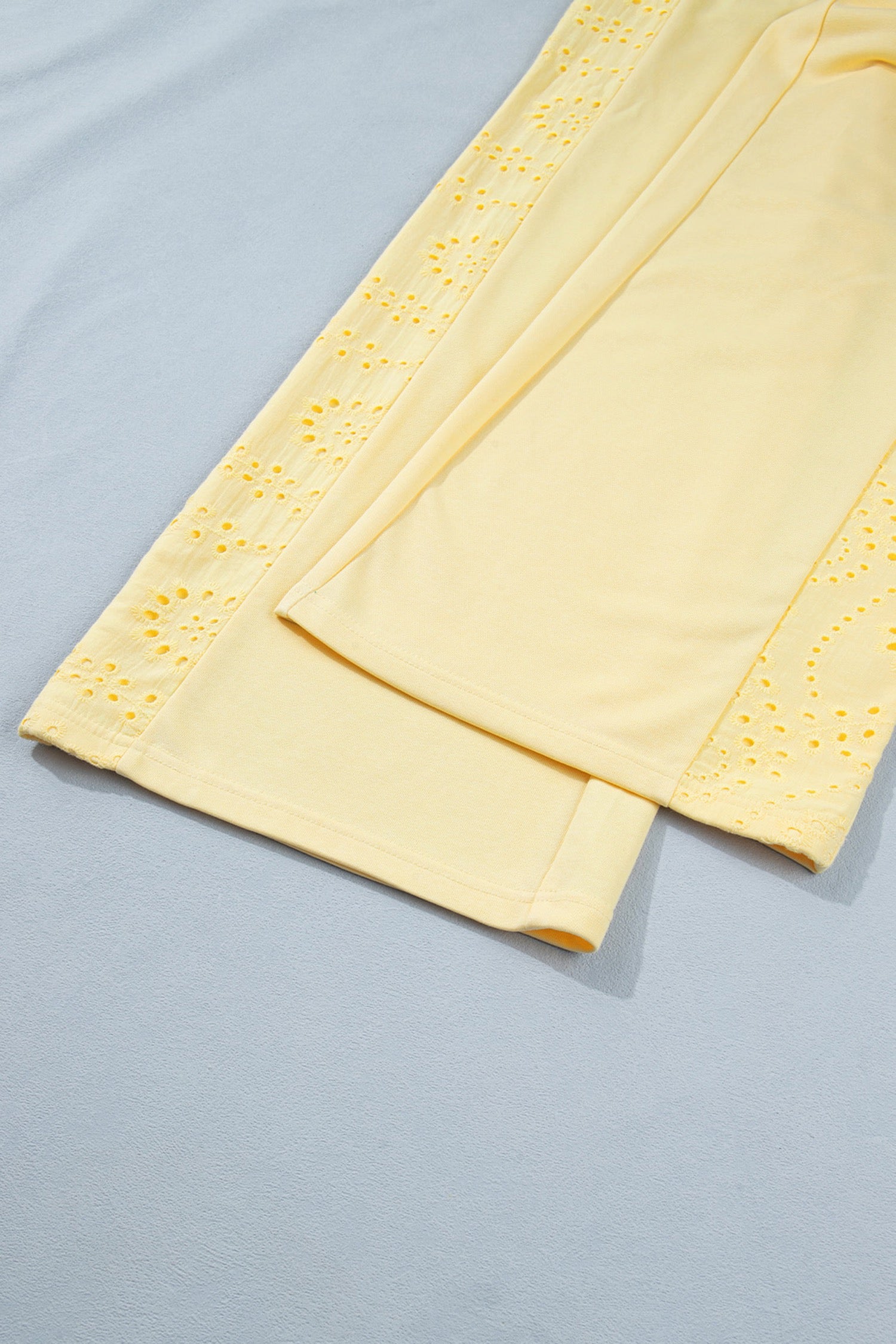 Butter Yellow Eyelet Detail Pant Set