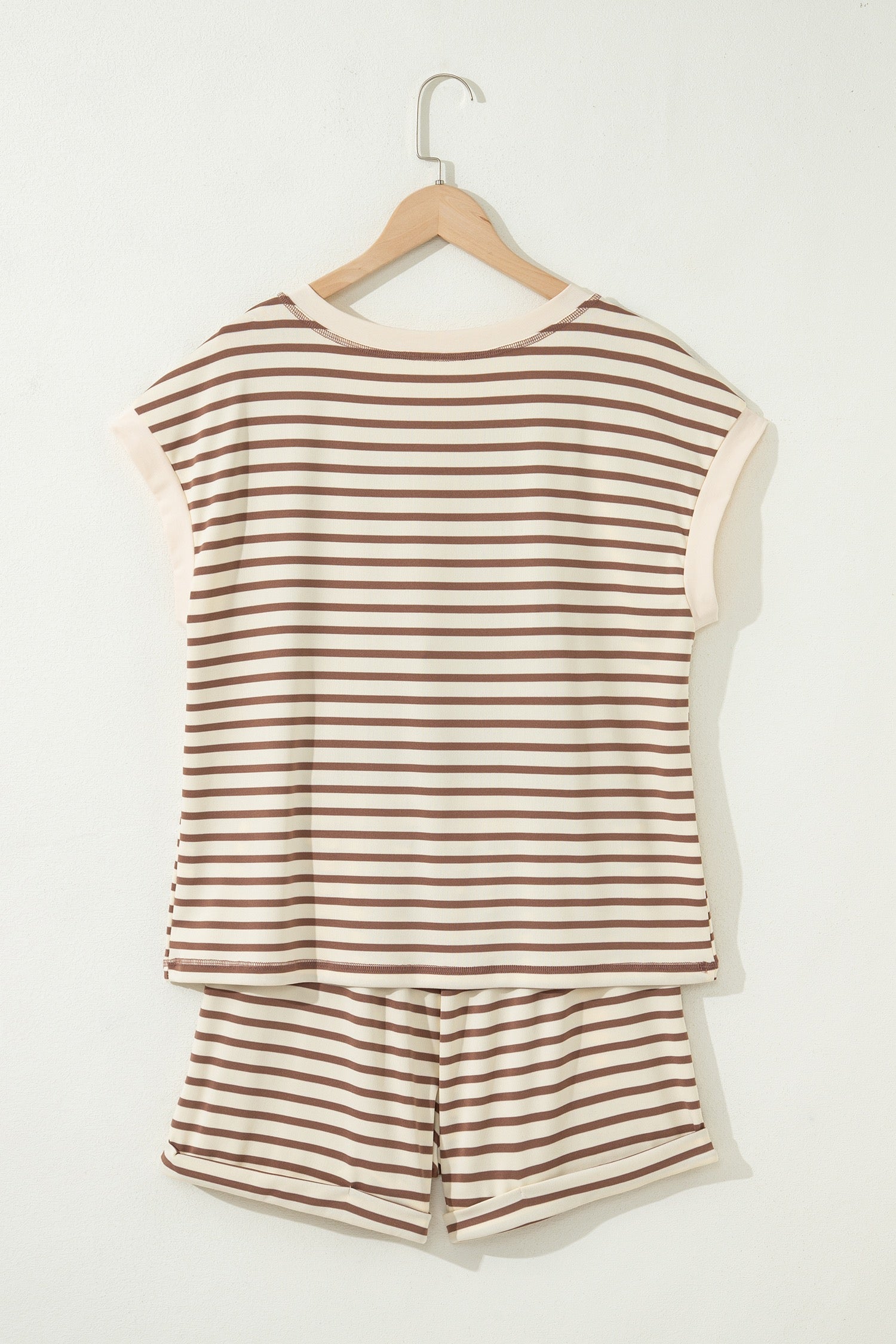 Brown Stripe Short Set