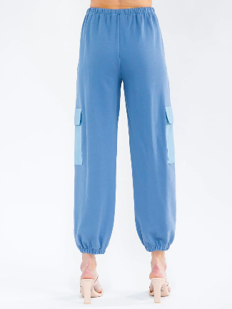 Blue Color-block jogger pant