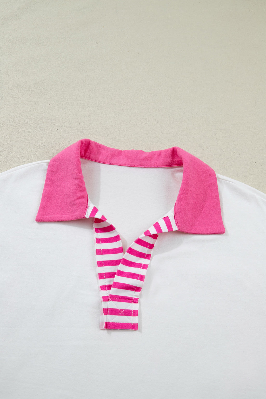 Pink and White Striped Color Block Top
