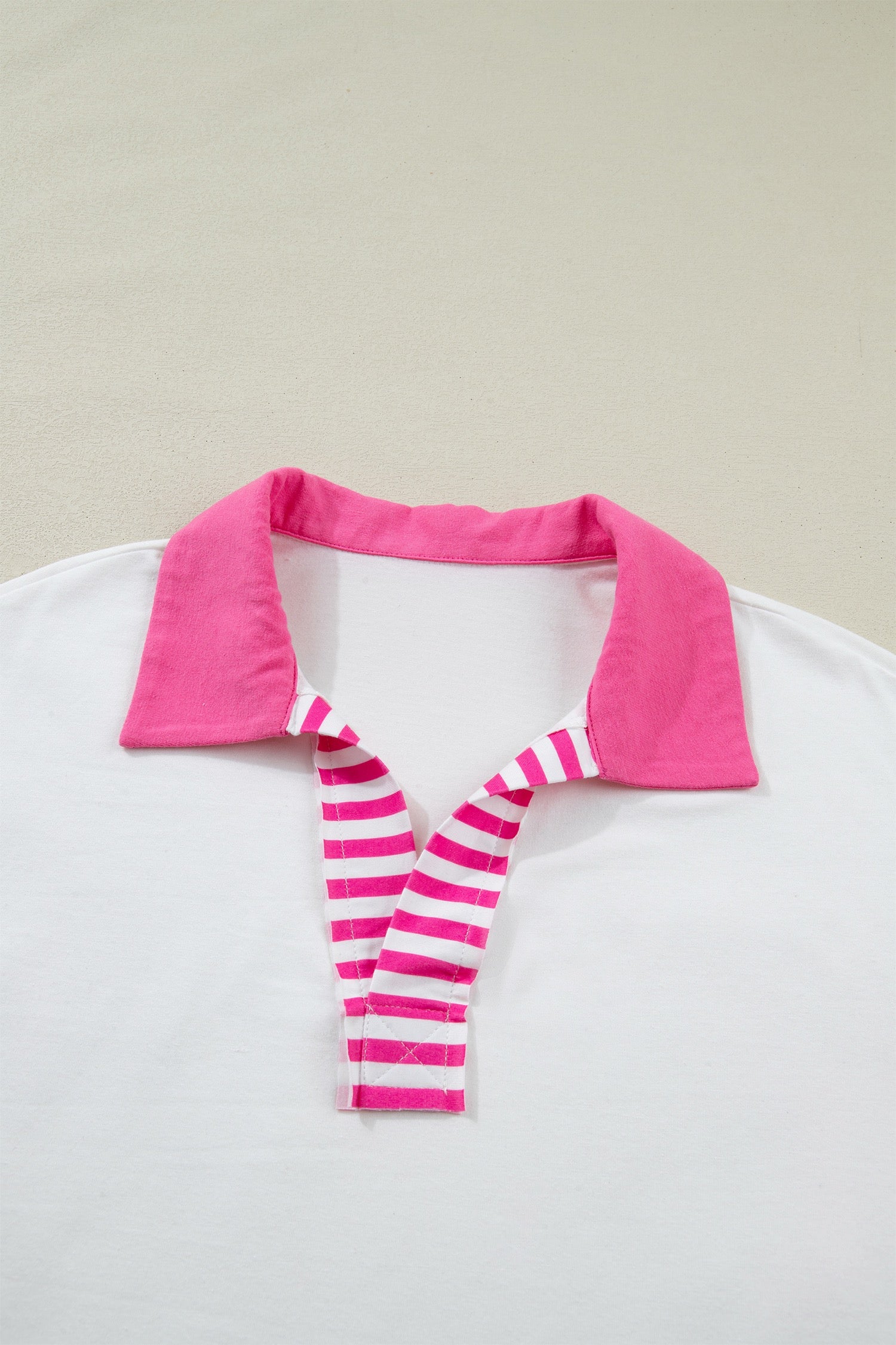 Pink and White Striped Color Block Top