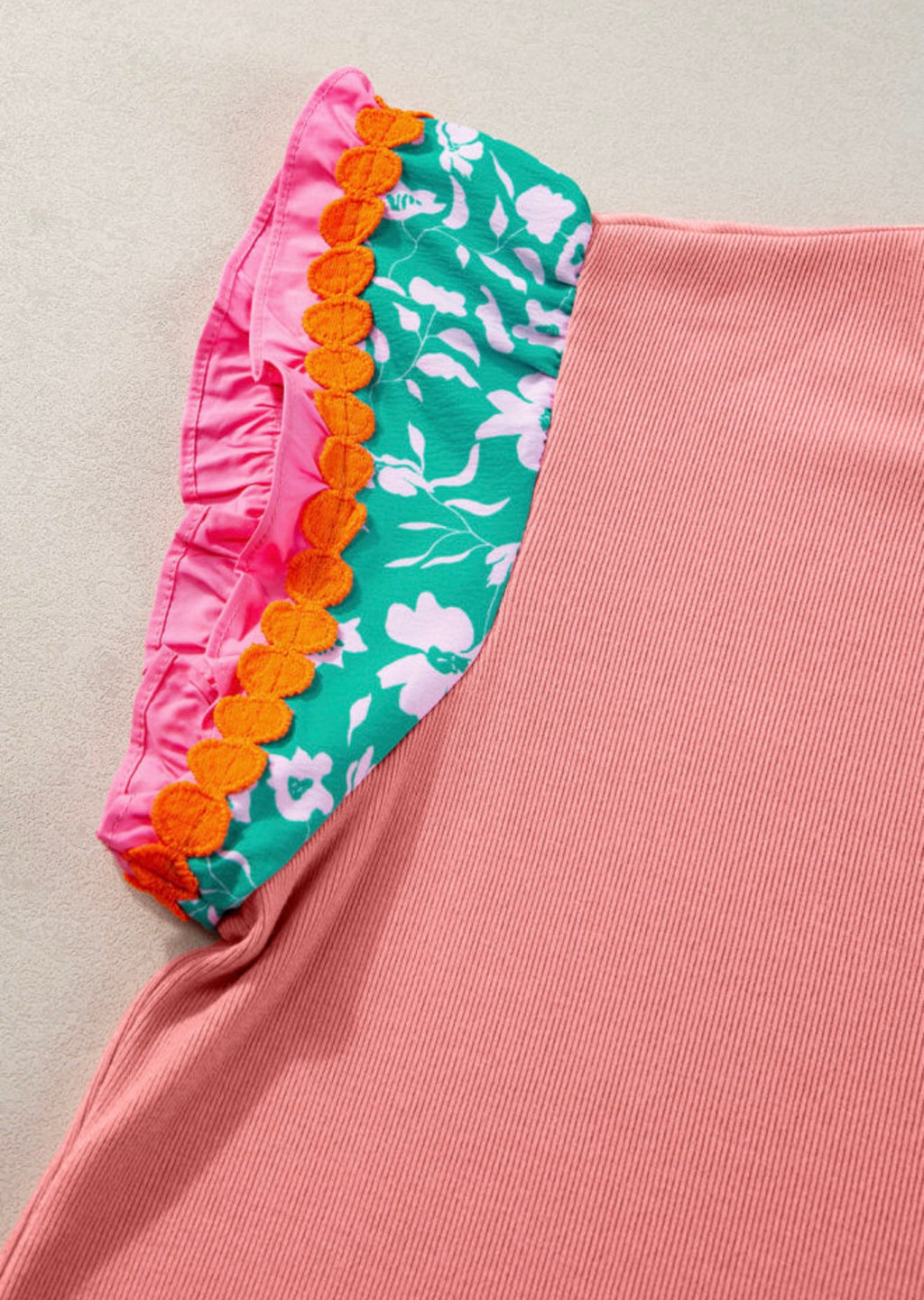 Coral Floral Sleeve Top