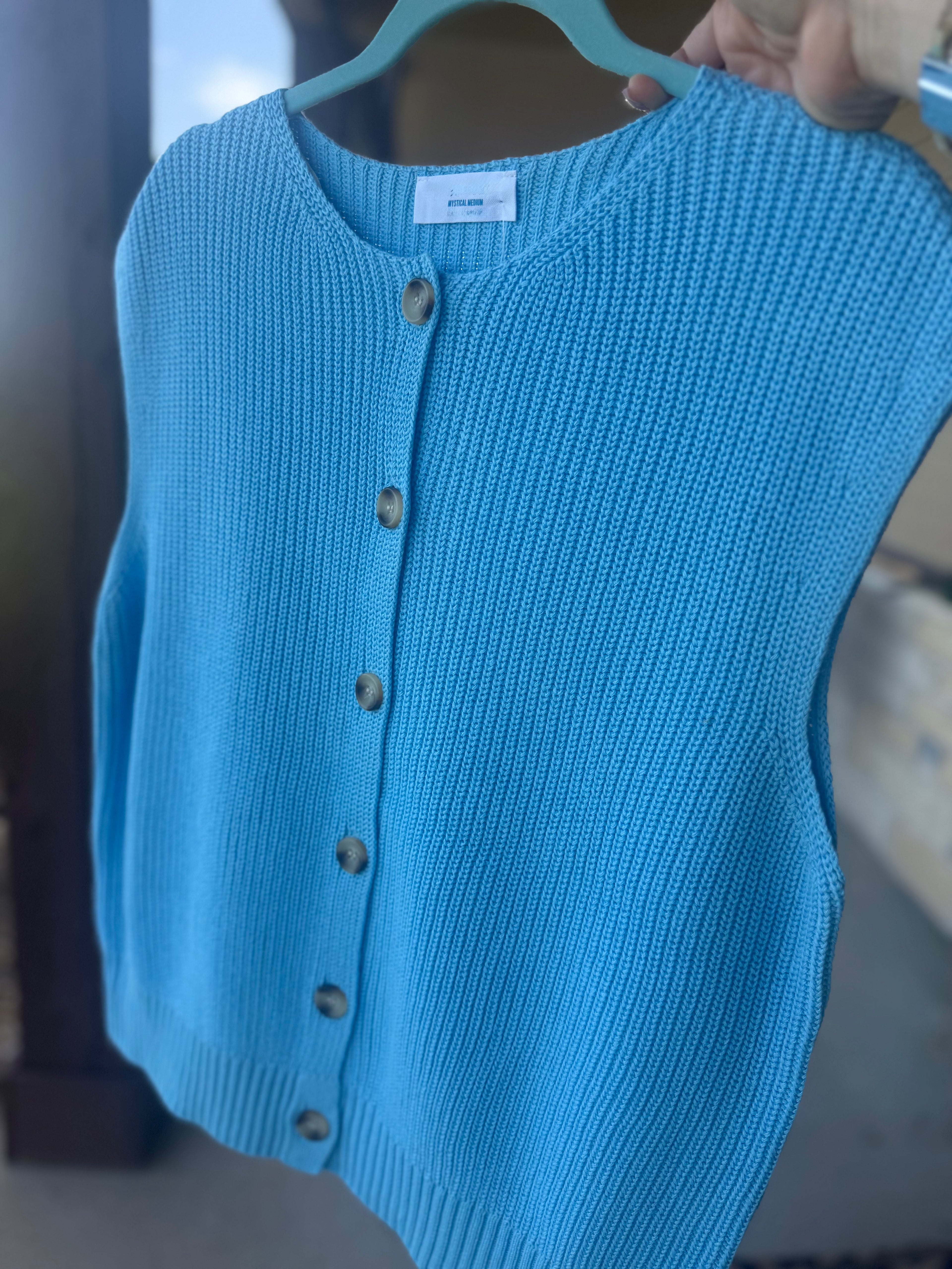 Blissful Blue Knit Sweater Vest