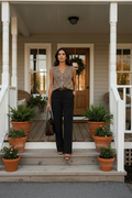 Sleeveless Button Up Sweater Vest- Brown
