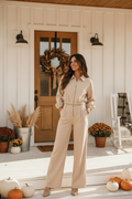 Draped Twill Jacket: Natural