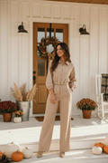 Draped Twill Wide Pants: Natural