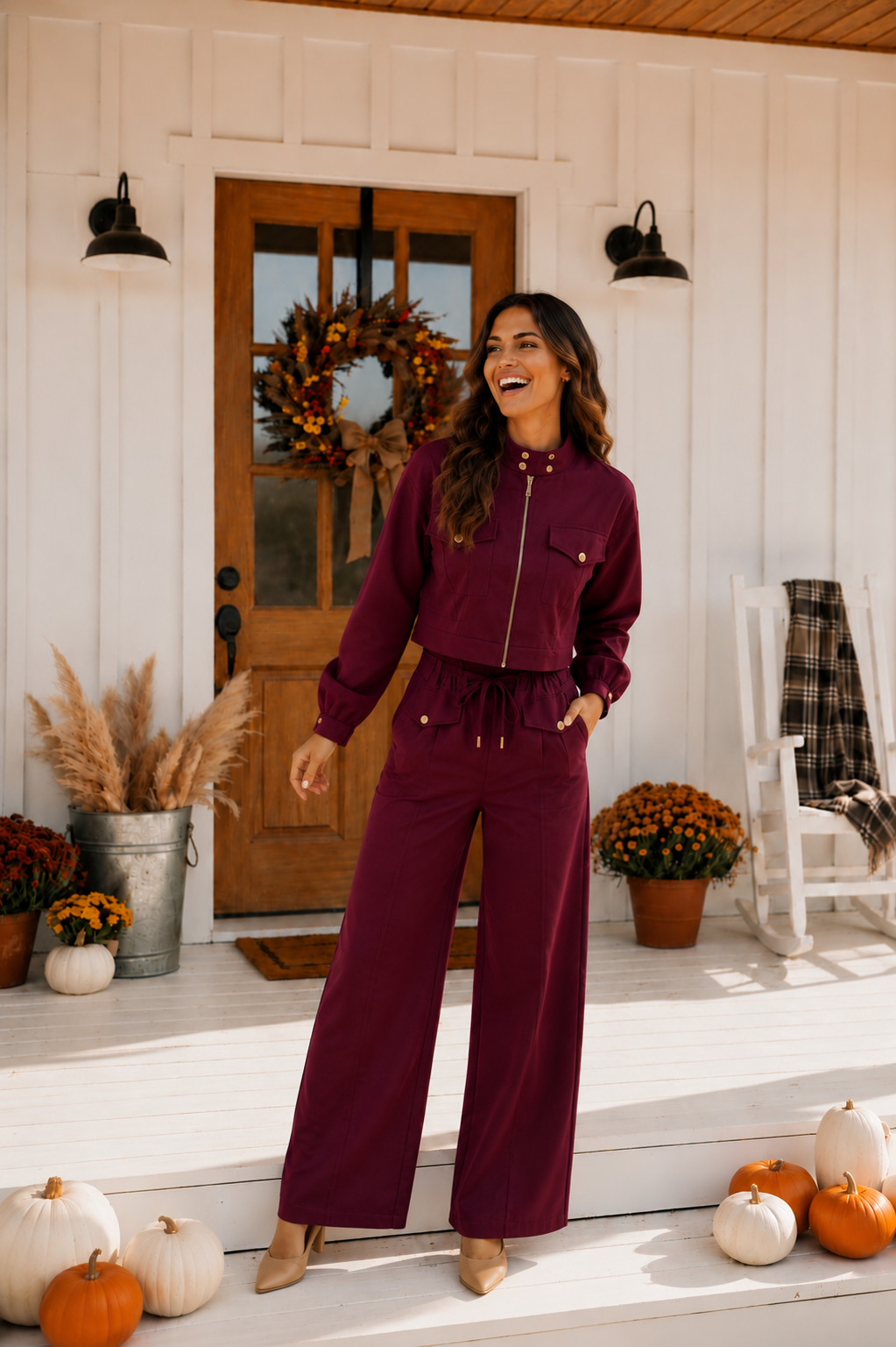 Utilitarian Twill Jacket: Dark Burgundy