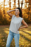 High Shoulder Top: Heather Grey