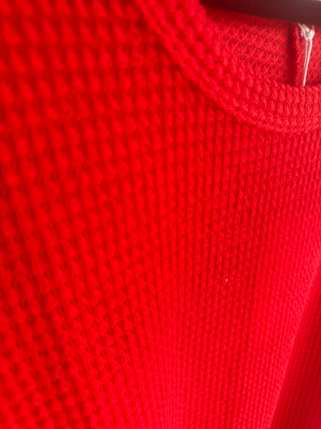 Red Waffle Knit Oversized Tee