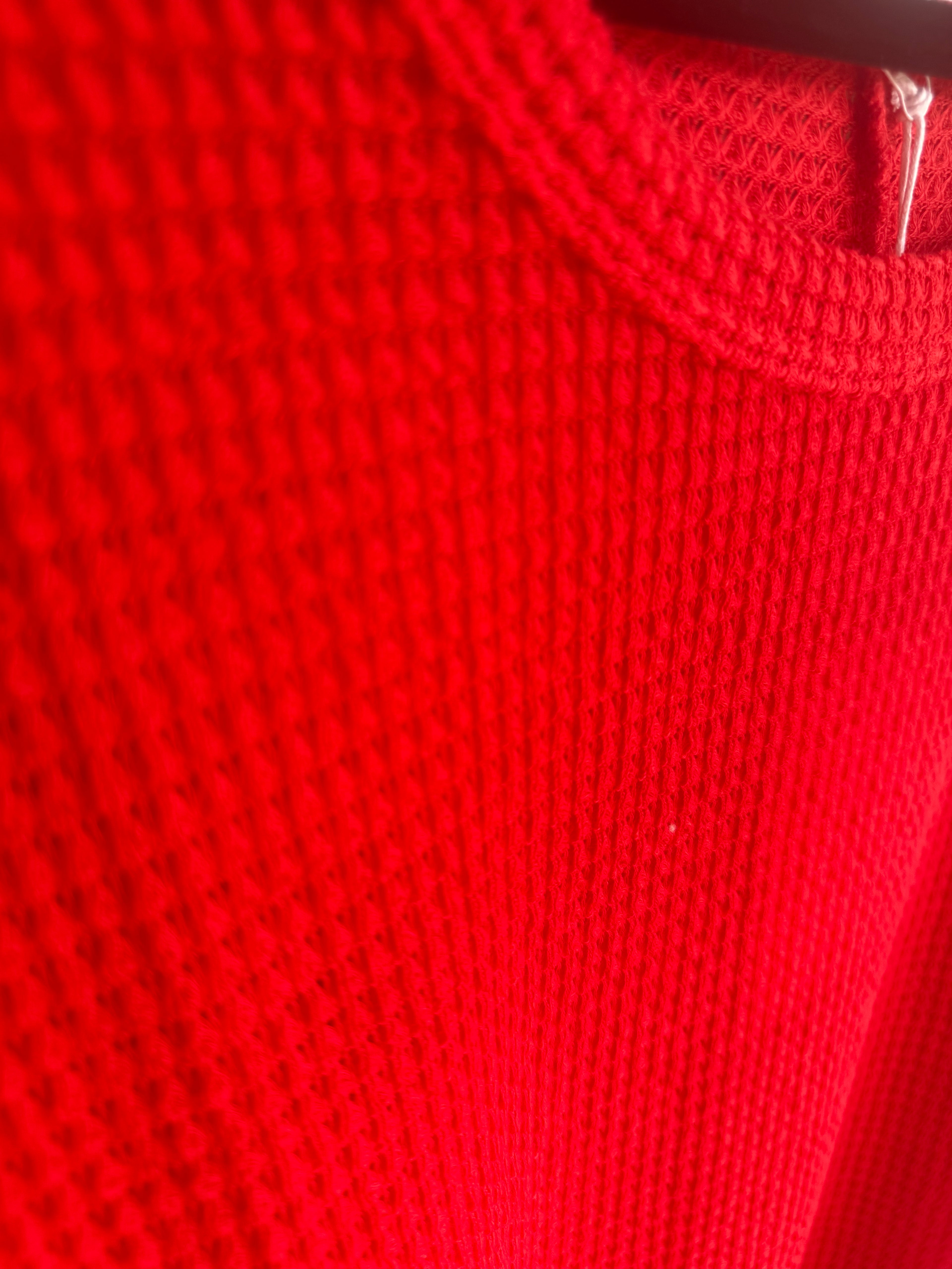 Red Waffle Knit Oversized Tee