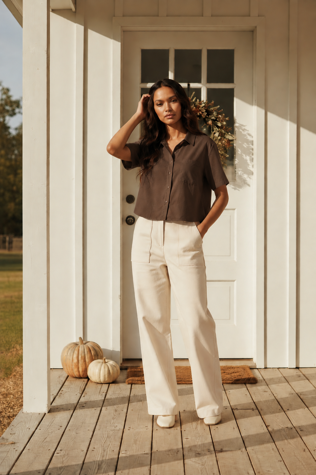 Chocolate Brown Button Down Top