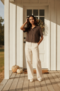 Chocolate Brown Button Down Top