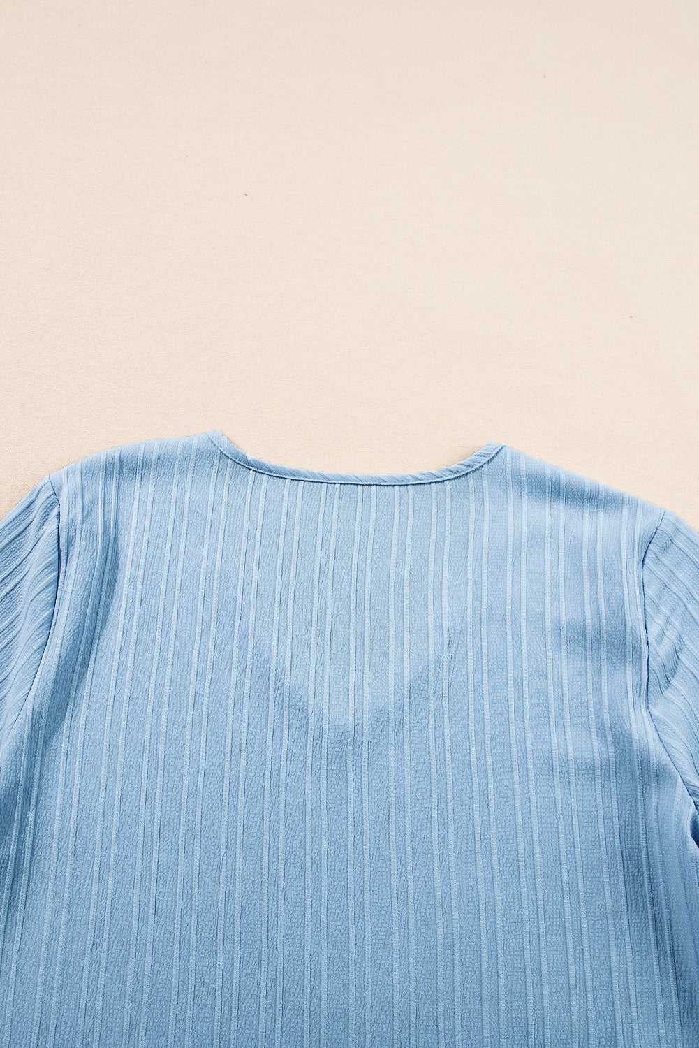 Ruffled Half Sleeve V Neck Textured Top